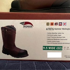Avenger Mens Brown Leather Comp Toe 11in PR WP Wellington Work Boots